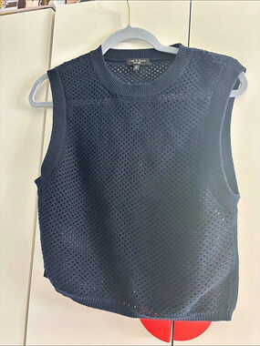 Rag & Bone Navy Mesh Knit Sweater Vest Like New Size M